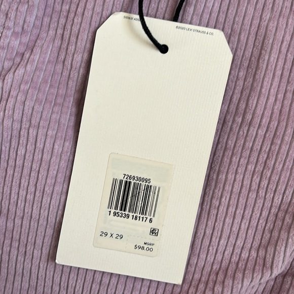 Levi’s NWT Ribcage Straight Ankle Corduroy Pants Pebble Keepsake Lilac 29 x 29 - Picture 7 of 14